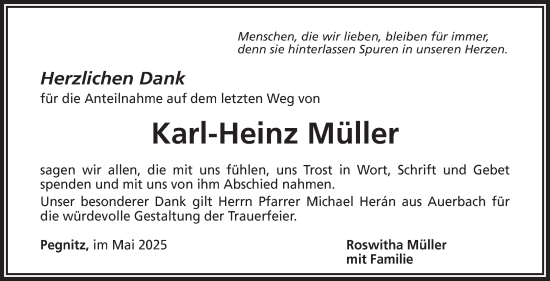 Anzeige von Karl-Heinz Müller von Nordbayerischer Kurier