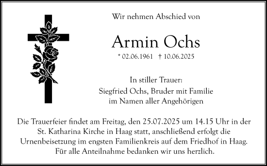Anzeige von Armin Ochs von Nordbayerischer Kurier