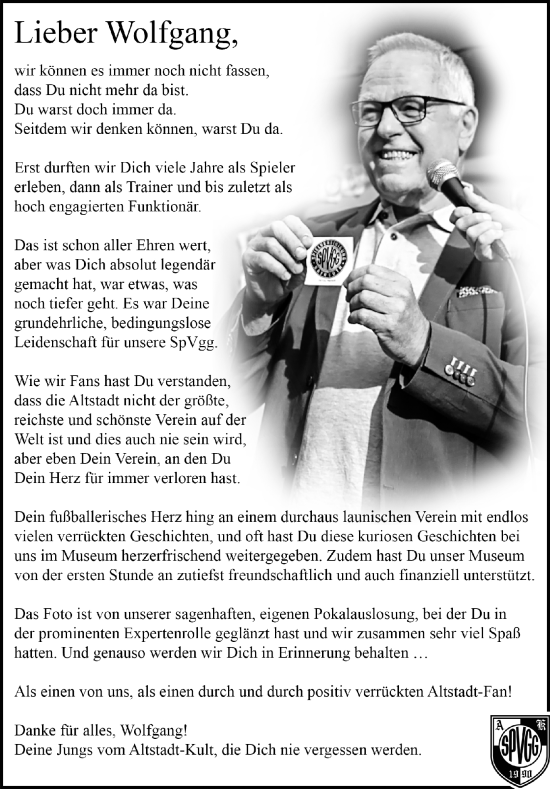 Anzeige von Wolfgang Mahr von Nordbayerischer Kurier