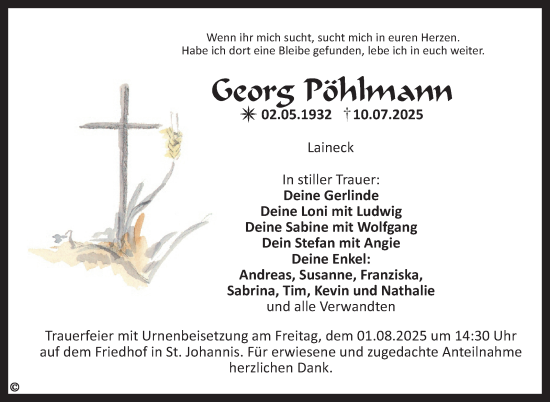Anzeige von Georg Pöhlmann von Nordbayerischer Kurier