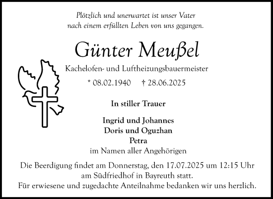 Anzeige von Günter Meußel von Nordbayerischer Kurier