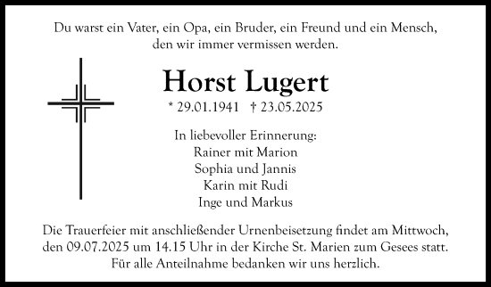 Anzeige von Horst Lugert von Nordbayerischer Kurier