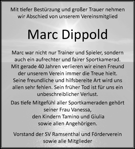 Anzeige von Marc Dippold von Nordbayerischer Kurier