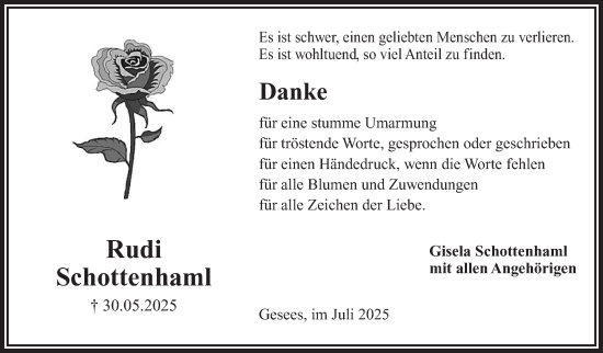 Anzeige von Rudi Schottenhaml von Nordbayerischer Kurier