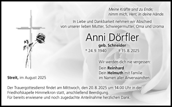 Anzeige von Anni Dörfler von Nordbayerischer Kurier