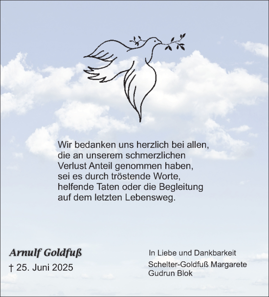 Anzeige von Arnulf Goldfuß von Nordbayerischer Kurier