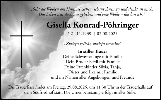 Anzeige von Gisella Konrad-Pöhringer von Nordbayerischer Kurier