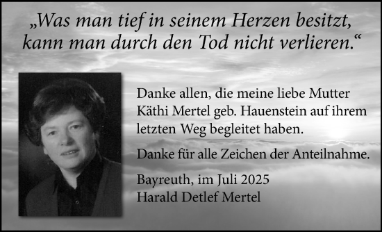 Anzeige von Käthi Mertel von Nordbayerischer Kurier