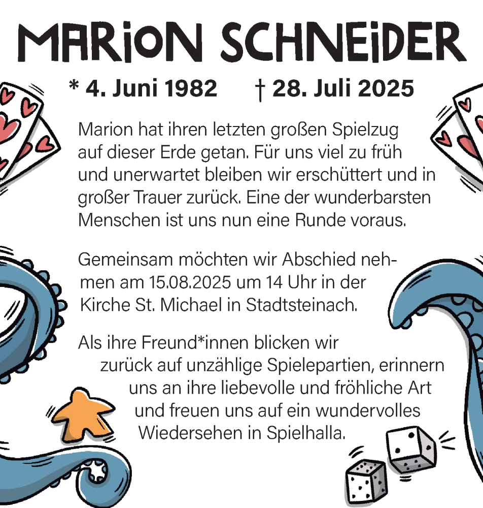  Traueranzeige für Marion Schneider vom 09.08.2025 aus Nordbayerischer Kurier