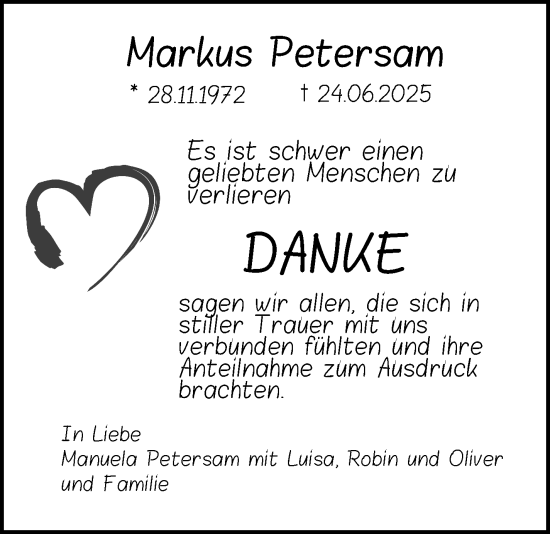 Anzeige von Markus Petersam von Nordbayerischer Kurier
