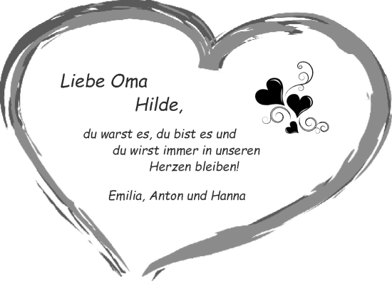 Anzeige von Oma Hilde von Nordbayerischer Kurier