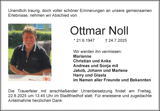 Anzeige von Ottma Noll von Nordbayerischer Kurier
