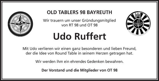 Anzeige von Udo Ruffert von Nordbayerischer Kurier