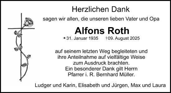 Anzeige von Alfons Roth von Nordbayerischer Kurier