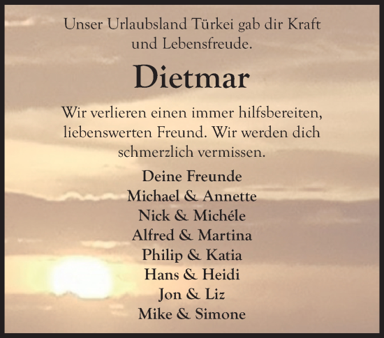 Anzeige von Dietmar Habnitt von Nordbayerischer Kurier