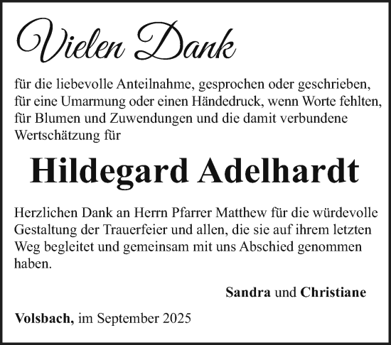 Anzeige von Hildegard Adelhardt von Nordbayerischer Kurier