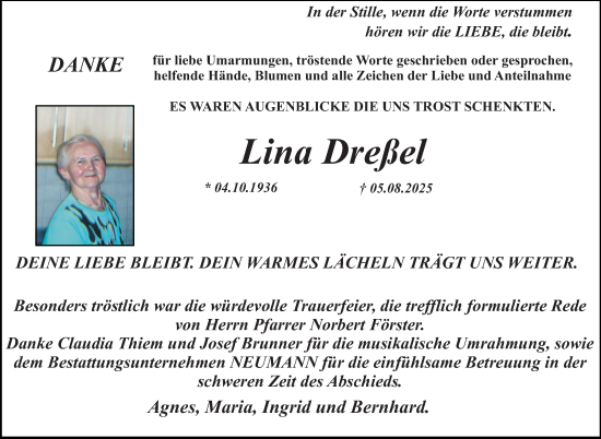 Anzeige von Lina Dreßel von Nordbayerischer Kurier