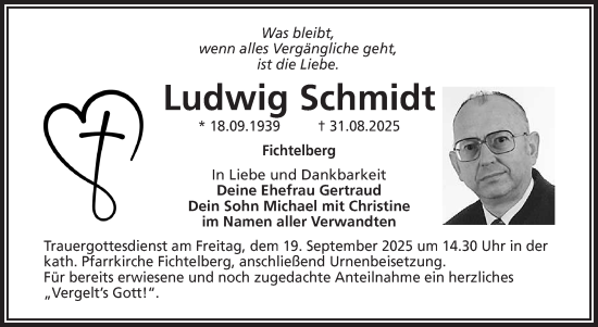 Anzeige von Ludwig Schmidt von Nordbayerischer Kurier
