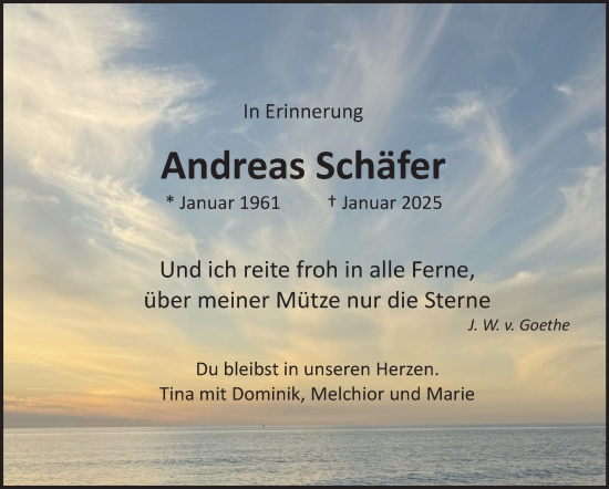 Anzeige von Andreas Schäfer von Nordbayerischer Kurier