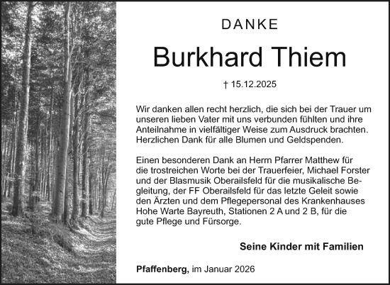 Anzeige von Burkhard Thiem von Nordbayerischer Kurier