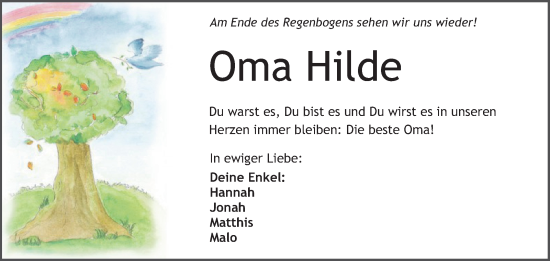 Anzeige von Hilde  von Nordbayerischer Kurier