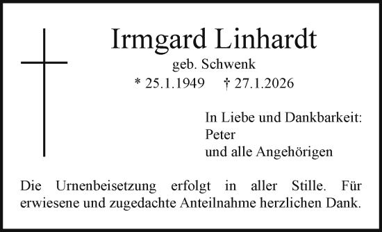 Anzeige von Irmgard Linhardt von Nordbayerischer Kurier