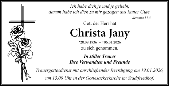 Anzeige von Jany Christa von Nordbayerischer Kurier