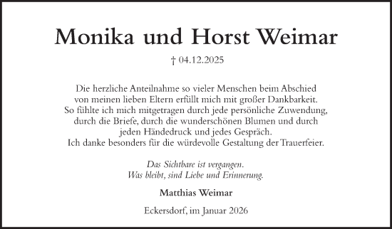 Anzeige von Monika und Horst Weimar von Nordbayerischer Kurier